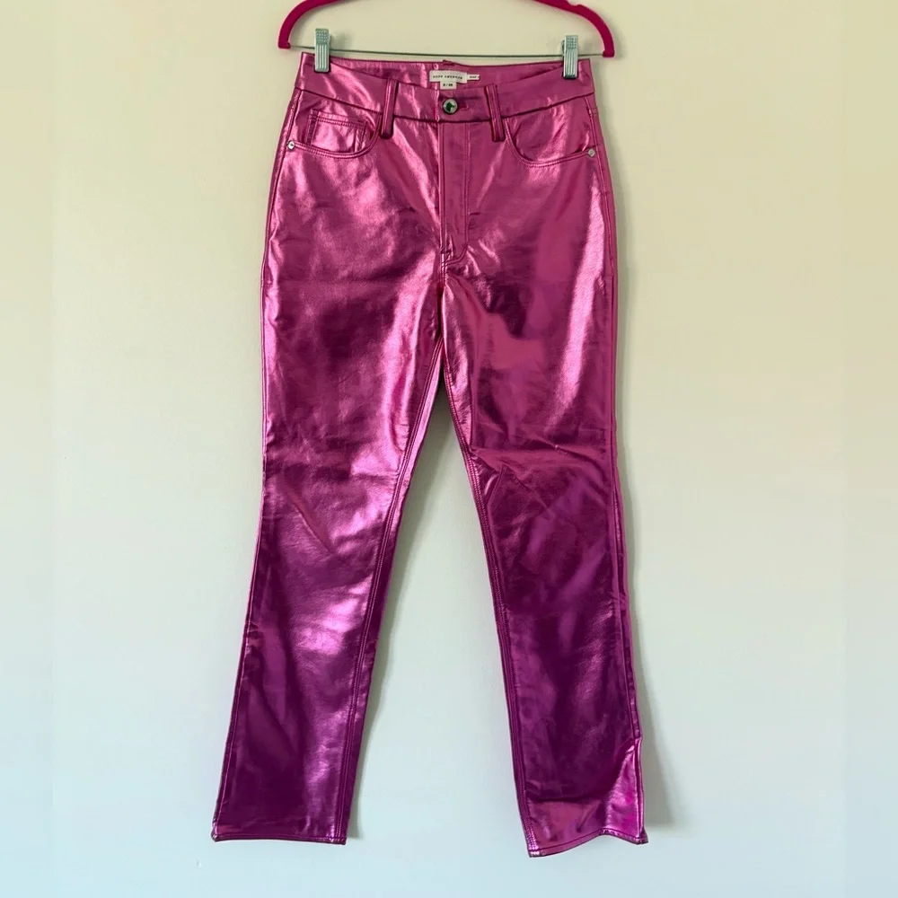 Good American Metallic Pink Good Icon Faux Leather Pants Size 28 - Picture 7 of 16